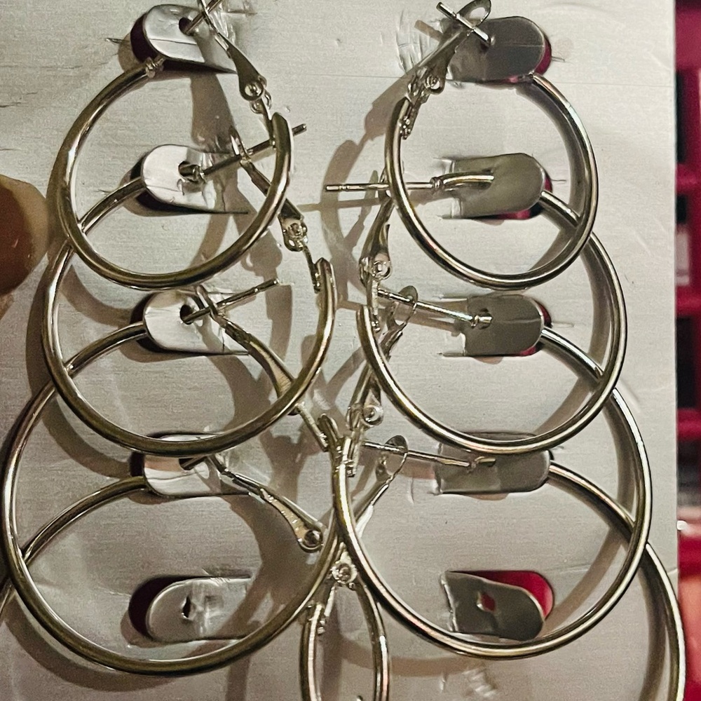 Fashion Jewelry Silver Hoop Earrings Set